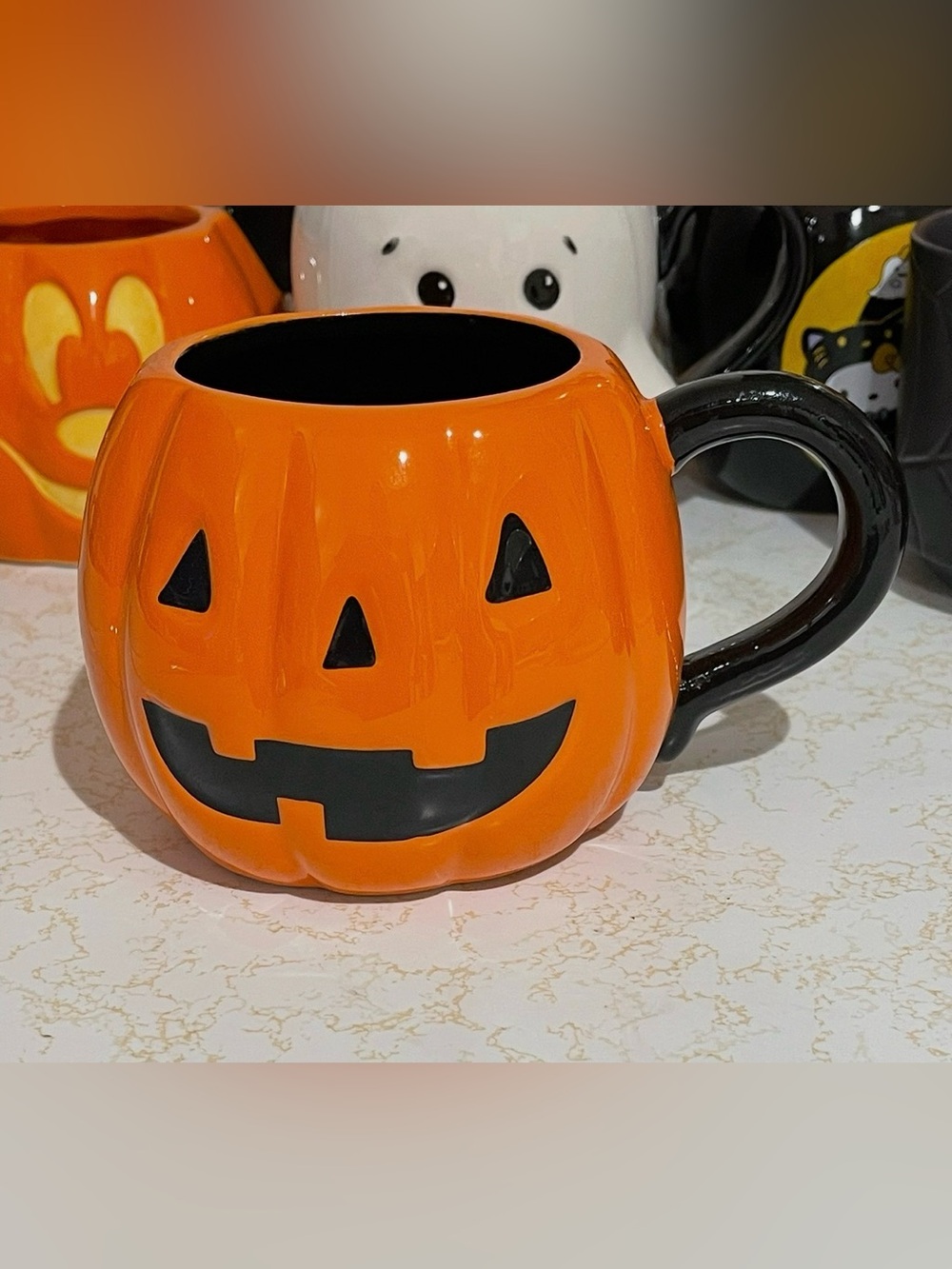 HOLIDAY HOME BOO FACTORY JACK O LANTERN PUMPKIN LARGE COFFEE MUG CUP HALLOWEEN